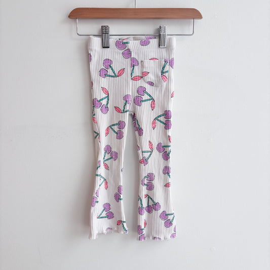Ribbed Cherry Print Flared Leggings (3Y)