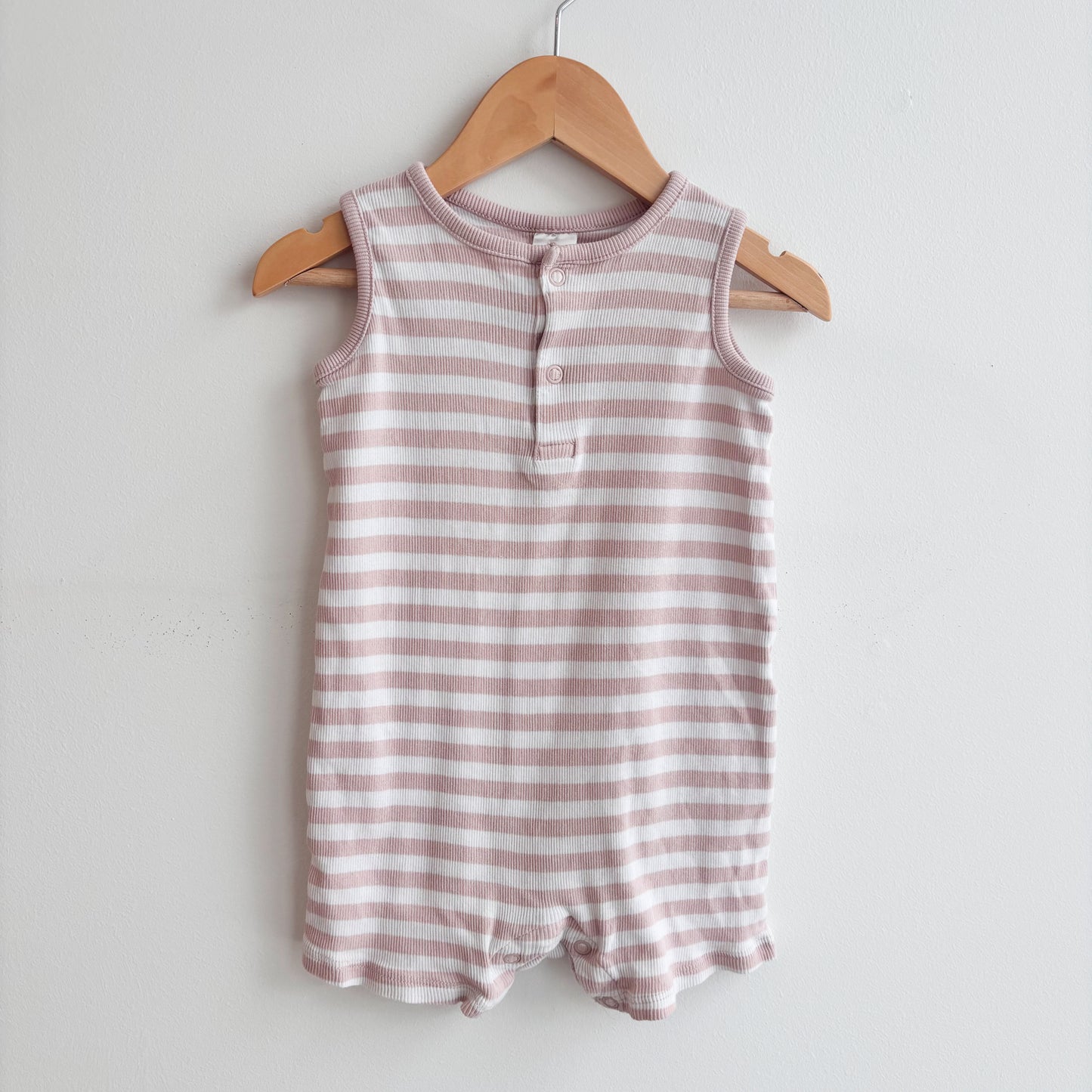 Pink + White Ribbed Romper (12-18M)