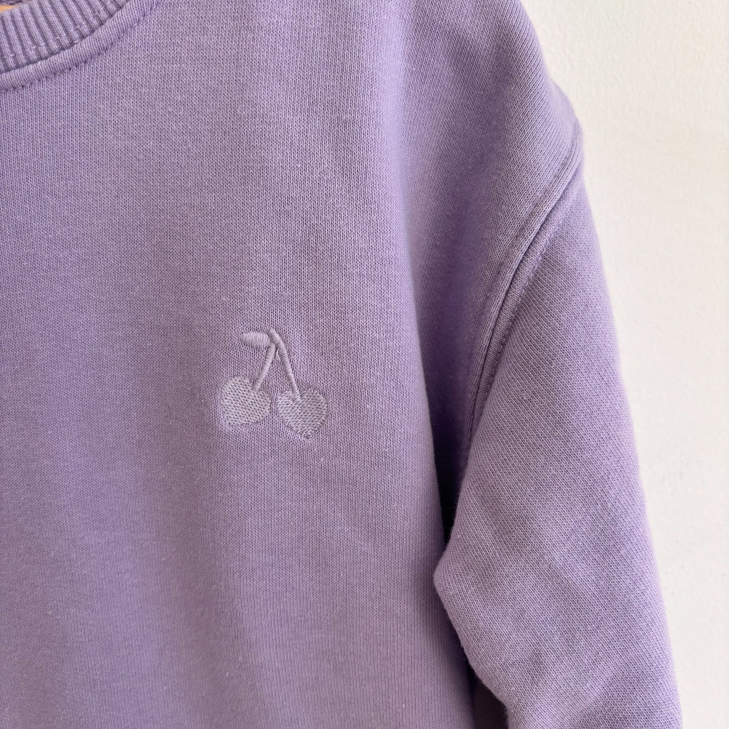 Crewneck Sweatshirt with Embroidered Cherries