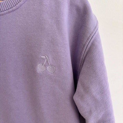 Crewneck Sweatshirt with Embroidered Cherries