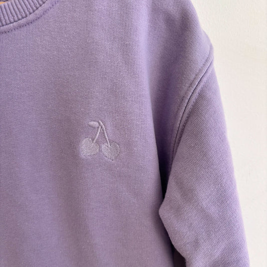Crewneck Sweatshirt with Embroidered Cherries