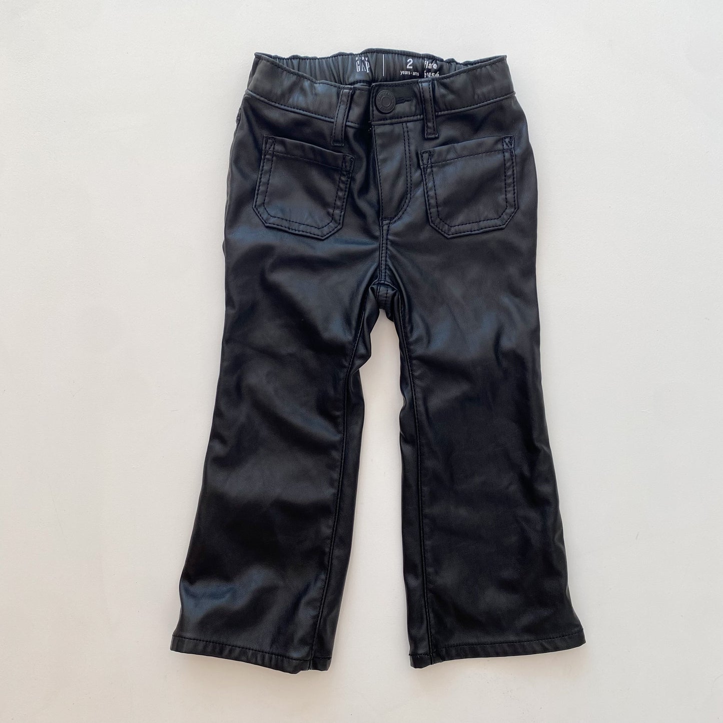 Black Faux Leather Flares (2T)