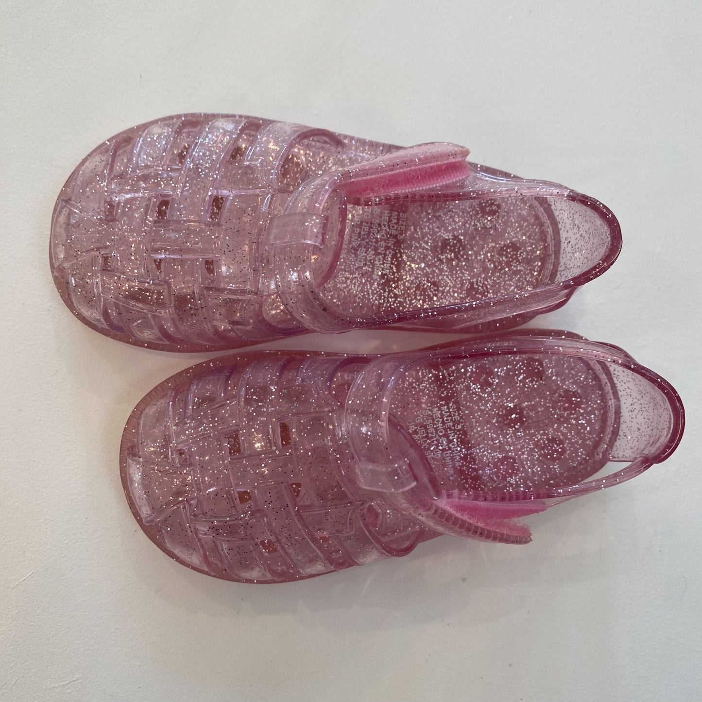 Pink Glittery Fisherman Jelly Sandals (5C)