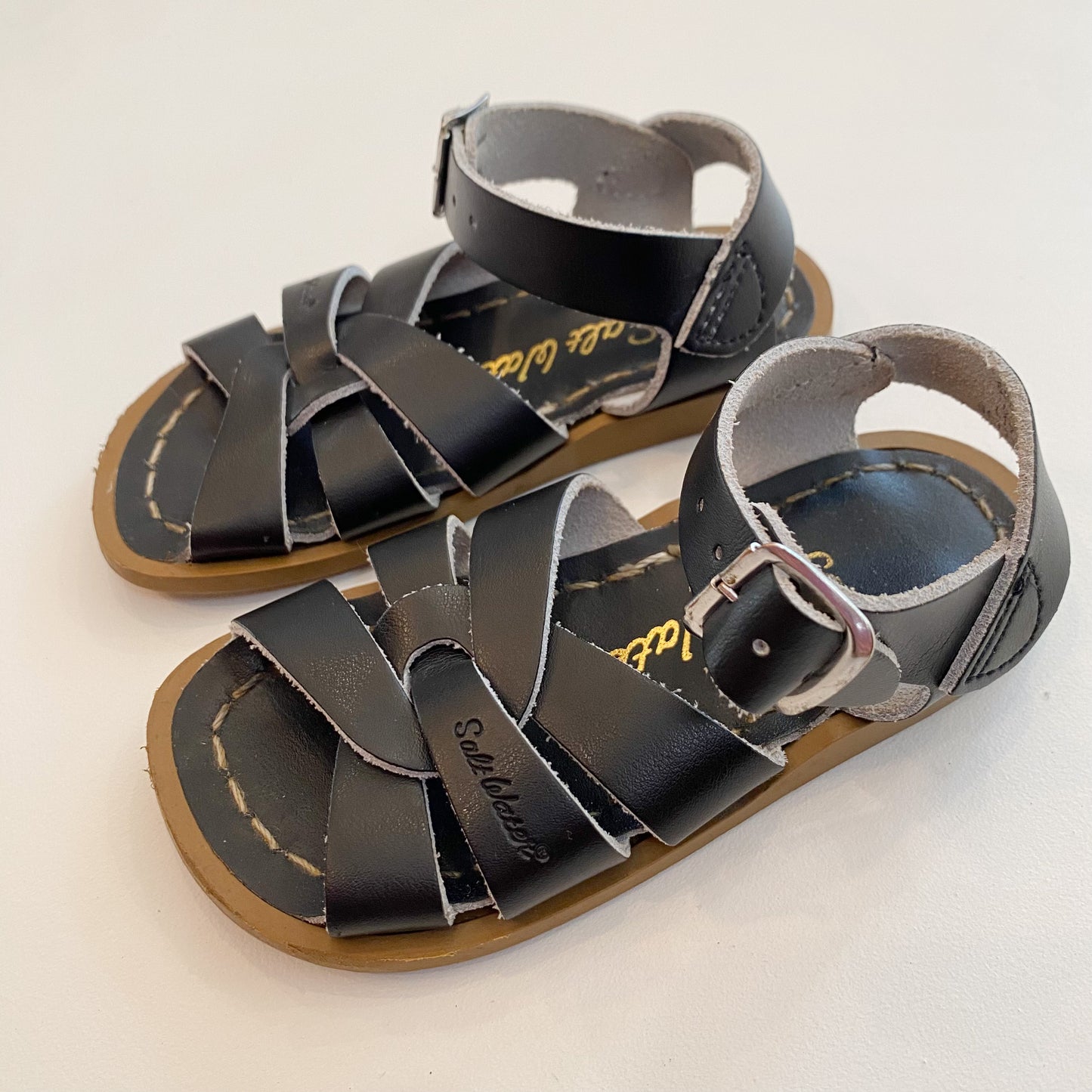 Black Leather Sandals  (6C)