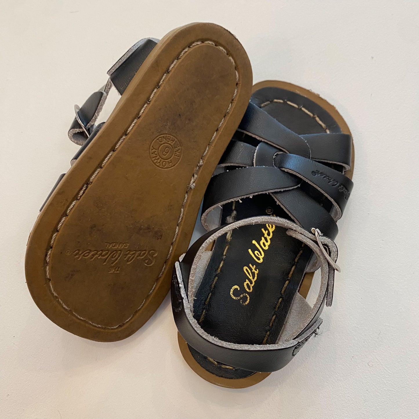 Black Leather Sandals  (6C)