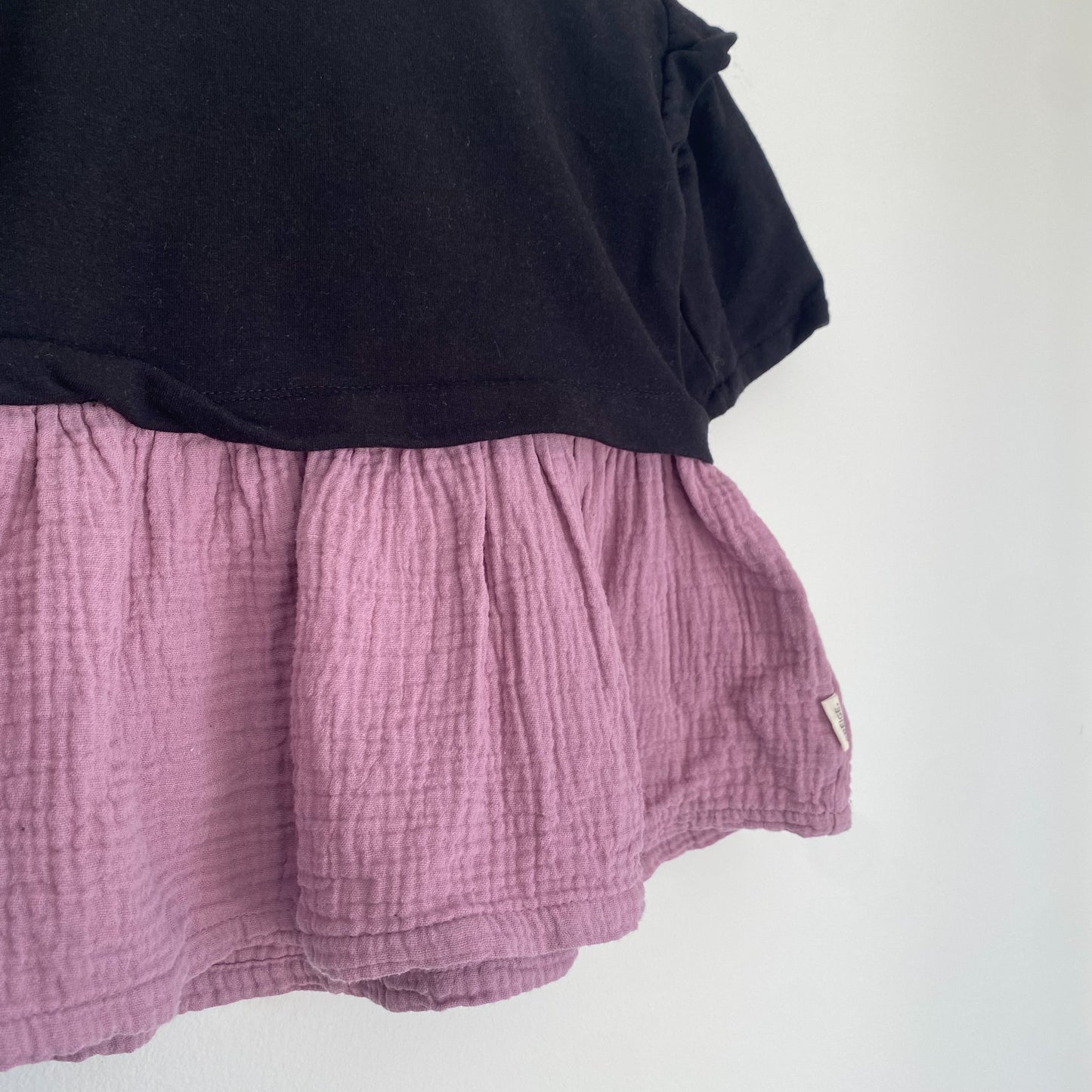 Oversized Black + Purple Sweatshirt Dress (6-9M)