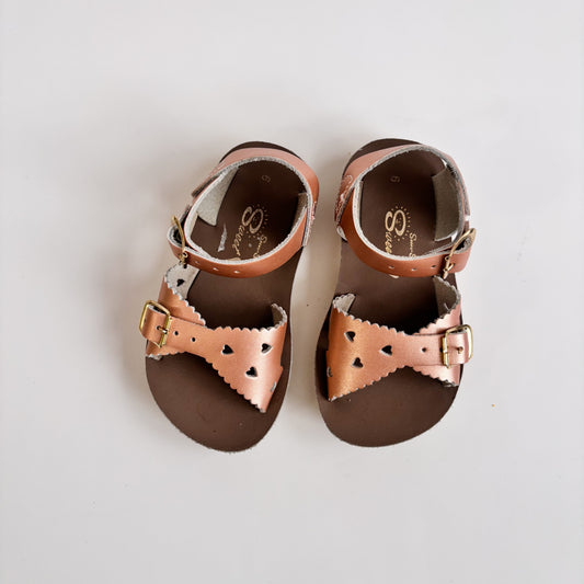 Rose Gold Leather Sandals (6C)