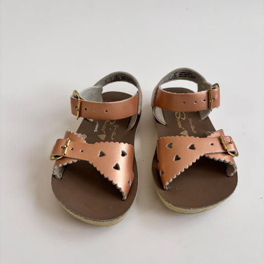Rose Gold Leather Sandals (6C)