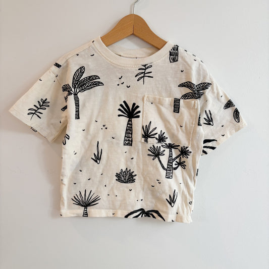 Cream + Black Palm Tree Tee (4T)