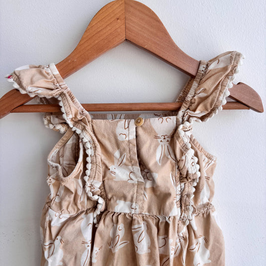 Tan Bunny Print Romper (12-18M)