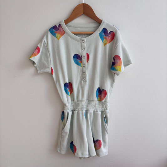 Ribbed Rainbow Heart Romper (7Y)