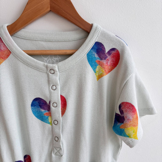 Ribbed Rainbow Heart Romper (7Y)