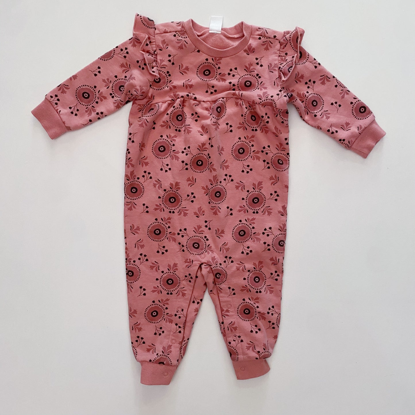 Pink Sweatshirt Romper (12M)