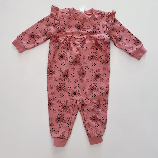 Pink Sweatshirt Romper (12M)