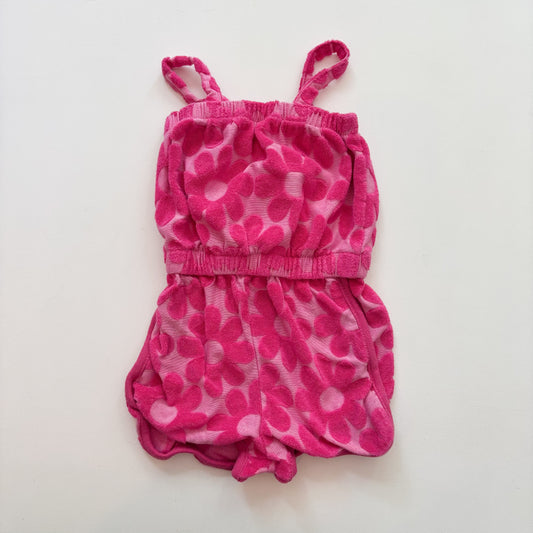 Pink Flower Terry Romper (2T)