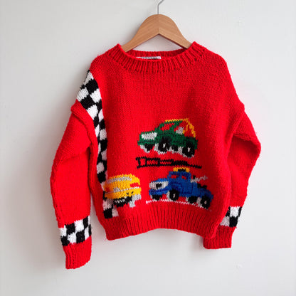 Handmade Red Car Sweater (6Y)