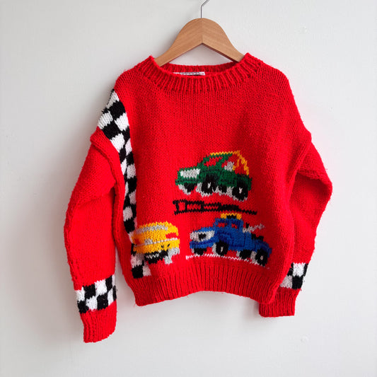 Handmade Red Car Sweater (6Y)