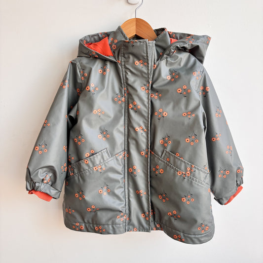 Insulated Green Floral Rain Jacket (3Y)