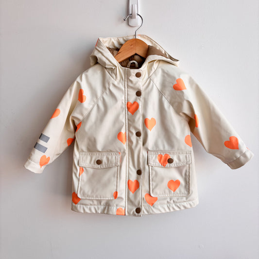 Insulated Cream Heart Rain Jacket (18-24M)