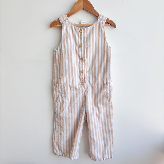 Beige + White Striped Romper (2T)