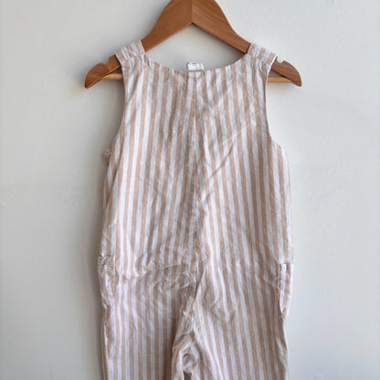 Beige + White Striped Romper (2T)