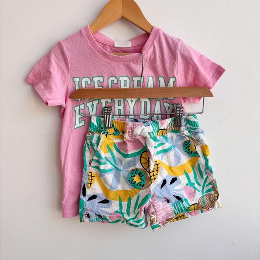 Ice Cream Tee + Tropical Short Set (3Y)