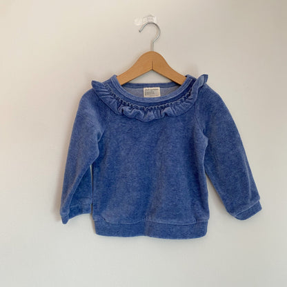 Blue Velour Ruffle Top (12-18M)