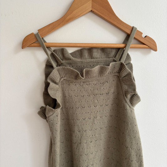 Sage Green Knit Ruffle Romper (3Y)