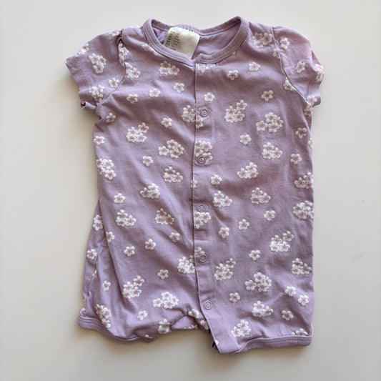 Purple Floral Snap Romper  (4-6M)