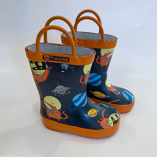 Blue + Orange Space Rain Boots (C5)