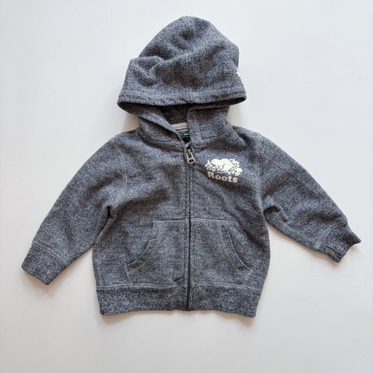 Grey Zip Hoodie w/ White Logo (12-18M)
