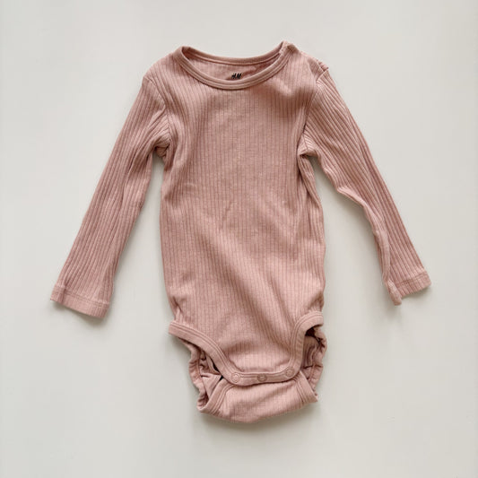 Organic Pink Ribbed Bodysuit (6-9M)