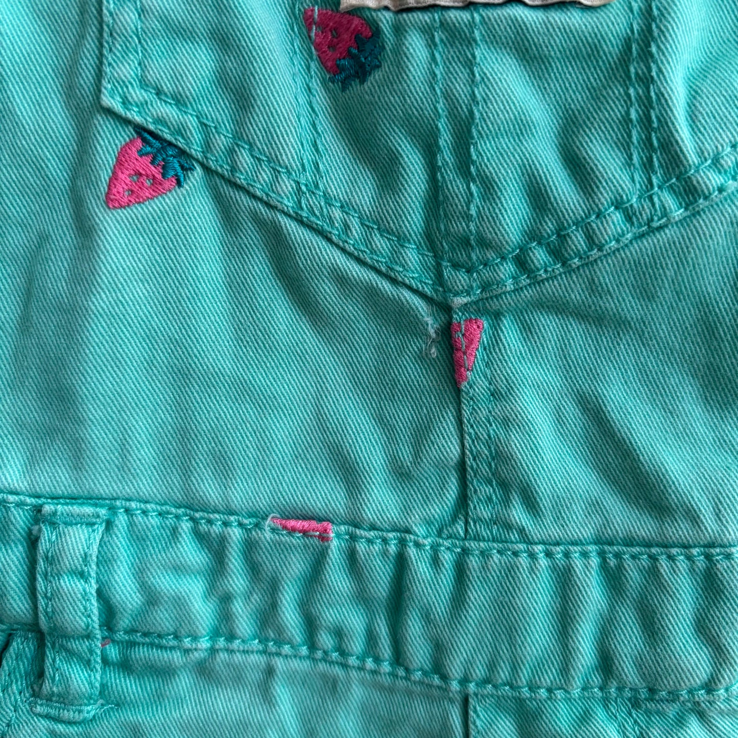 Embroidered Strawberry Shortalls (3T)