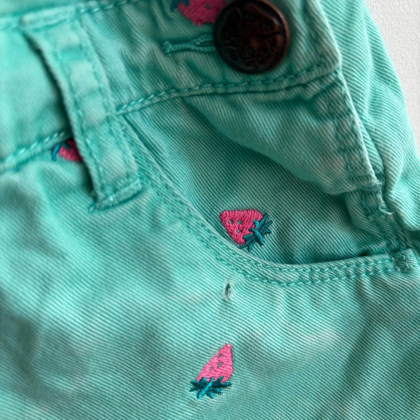 Embroidered Strawberry Shortalls (3T)