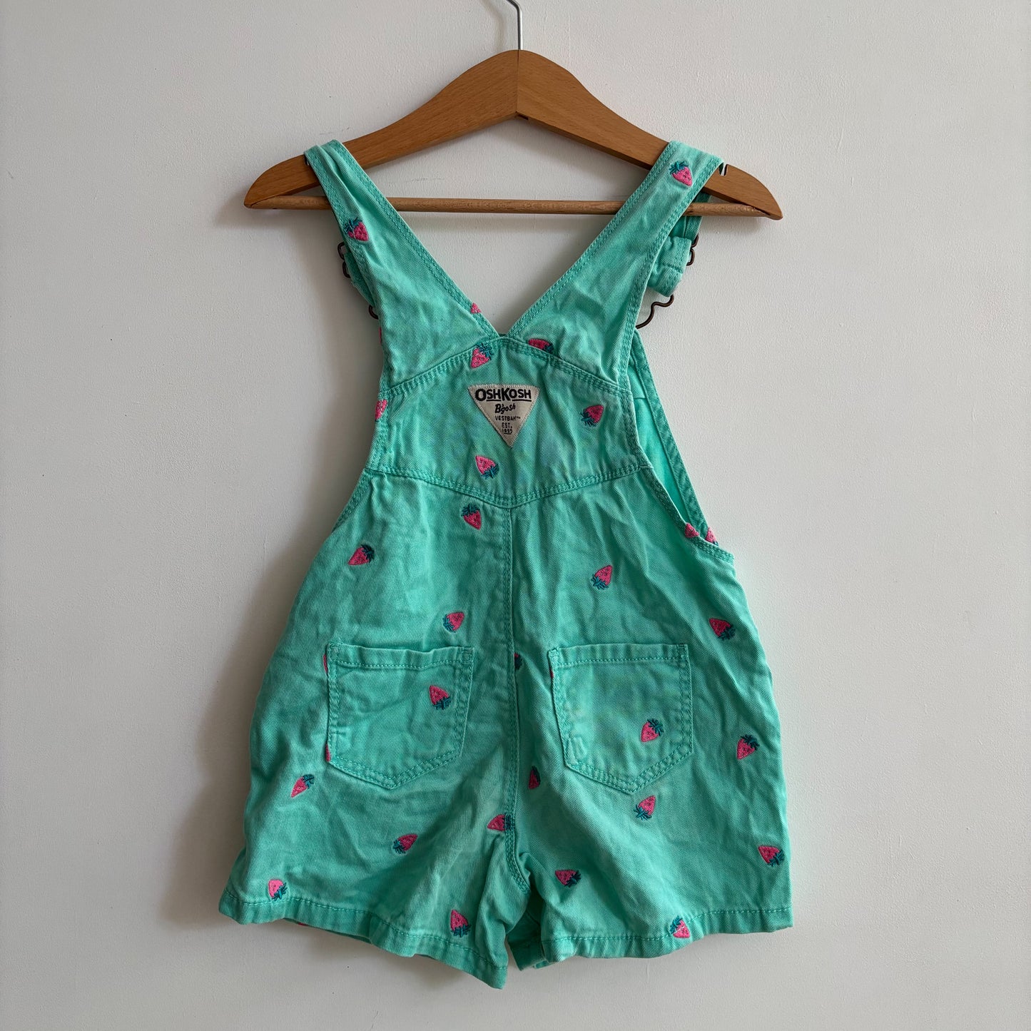 Embroidered Strawberry Shortalls (3T)