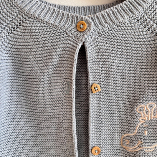 Soft Cardigan w/ Giraffe (0-3M)