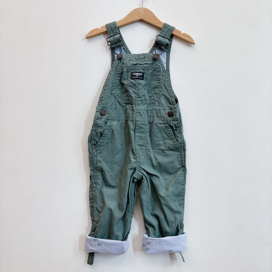 Airplane Lined Green Overalls (2T)