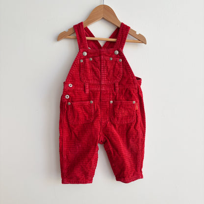 Red Corduroy Overalls (3-6M)