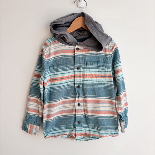Striped Hooded Long Sleeve Shirt (7Y)