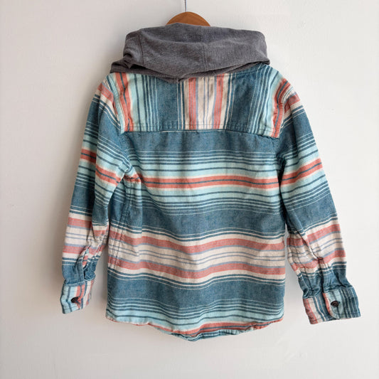Striped Hooded Long Sleeve Shirt (7Y)