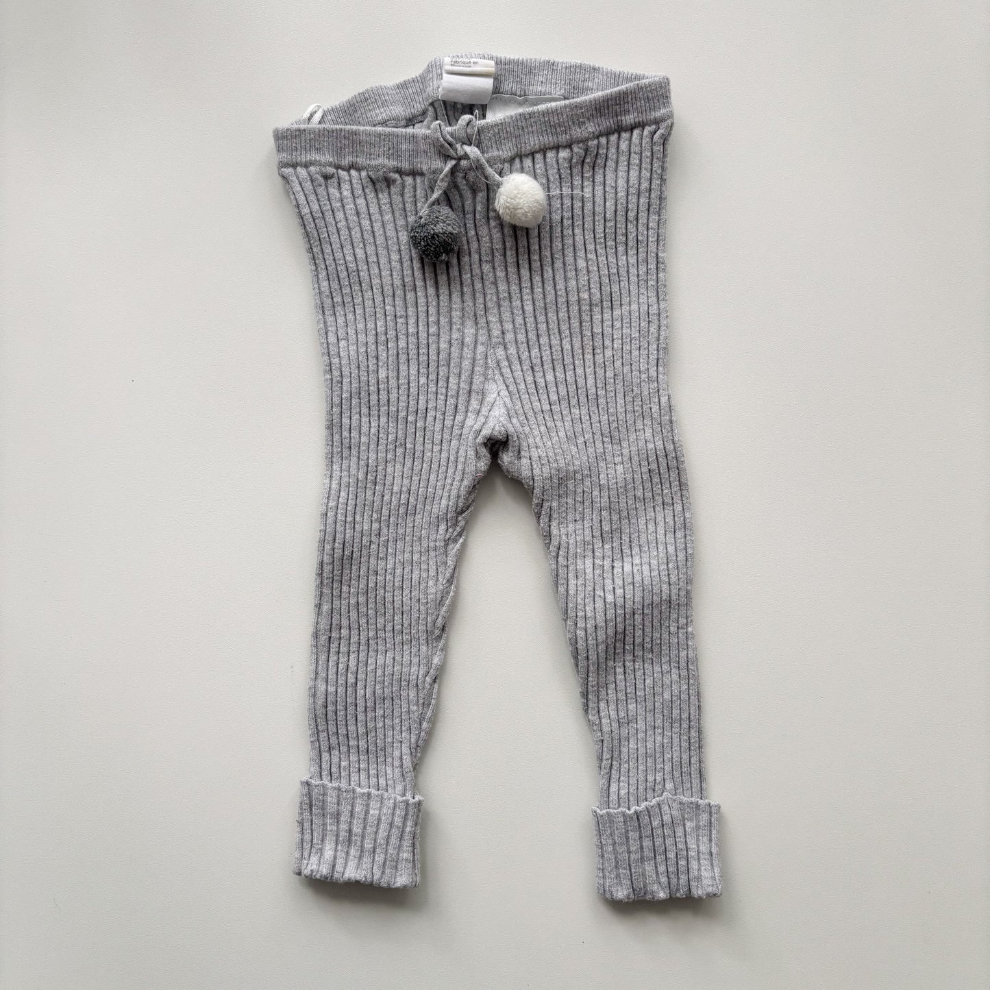 Ribbed Leggings with Pom Poms (9-12M)