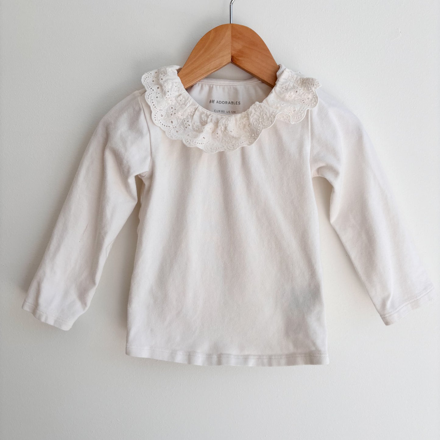 White Long Sleeve w/ Lace Collar (9-12M)