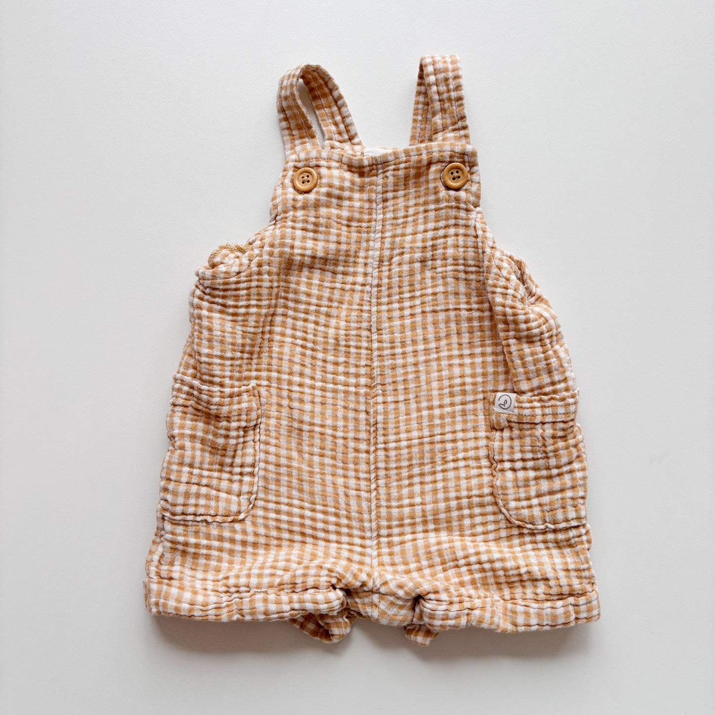 Yellow Gingham Muslin Romper (6-9M)