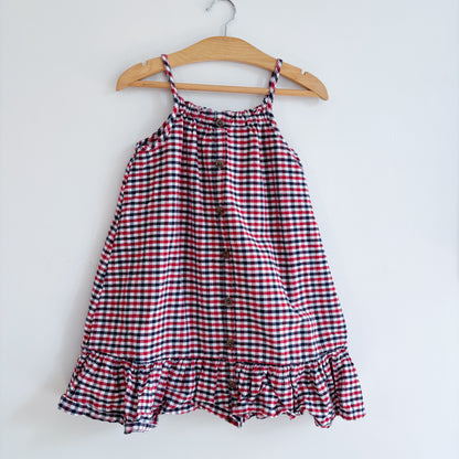 Plaid Cotton + Linen Blend Dress (4T)