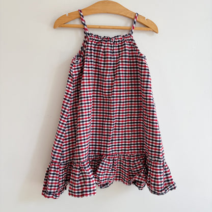 Plaid Cotton + Linen Blend Dress (4T)