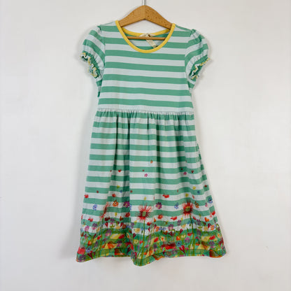 Green + Baby Blue Striped Dress (8Y)