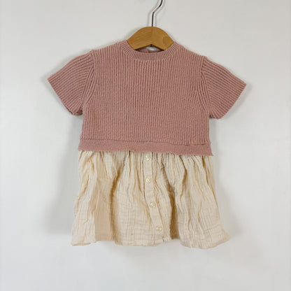 PInk + Cream Sweater Dress (9-12M)