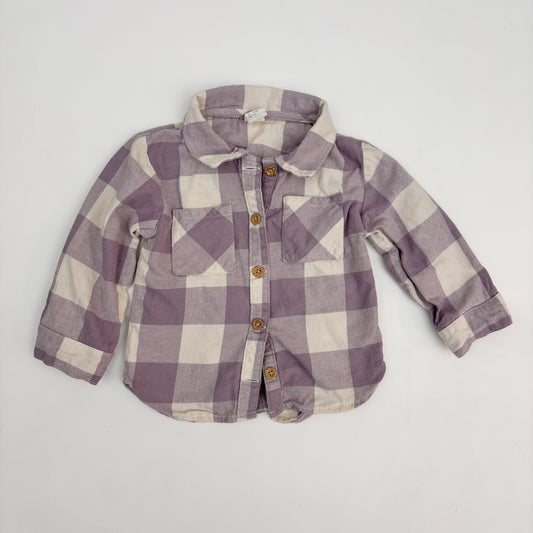 Purple Plaid Flannel Shirt (12-18M)