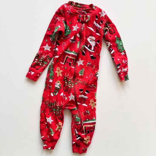 Santa Print Footless Pajamas (6-12M)