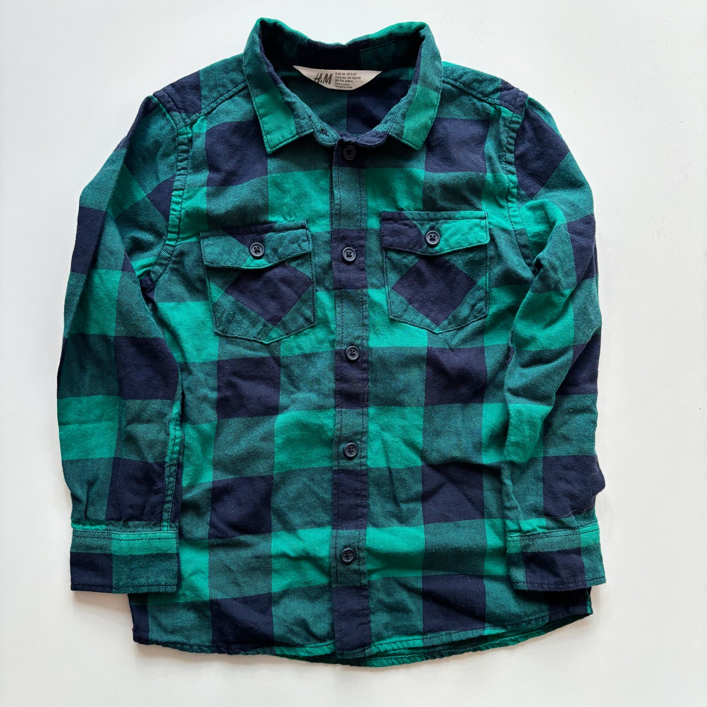 Green+ Navy Plaid Shirt (5-6Y)